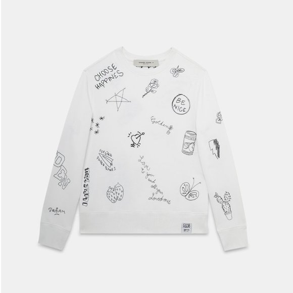 Golden Goose White Athena Sweatshirt XS Crewneck Inspirational - Picture 2 of 8